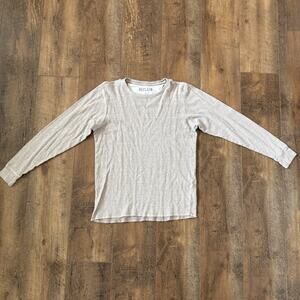 Reclaim Shirt Mens S Long Sleeve 100% COTTON! Gray Lightweight‎ Thermal Raw Hem